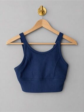 Offline by Aerie Blue Ribbed Longline Sports Bra Crop Tank Activewear